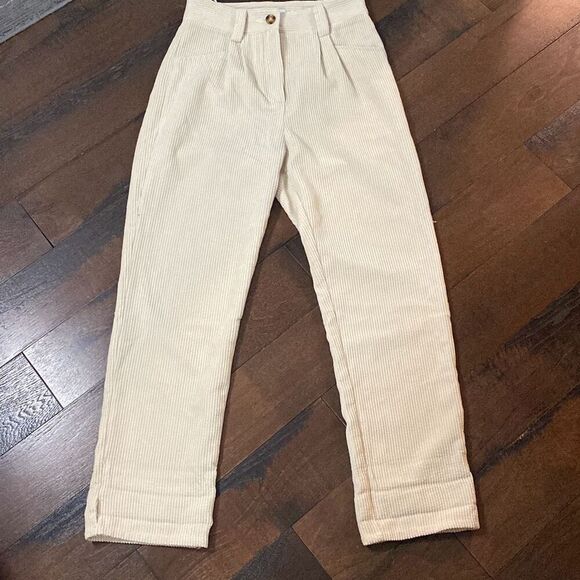 Petal and pup pleated cuffed talaren corduroy pants womens size 4 cream color ba - Picture 1 of 11